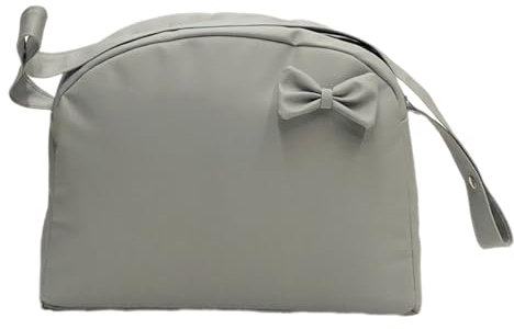 Bolso Maternal Polipiel Personalizado con Corona y Nombre. Ideal para el carrito y para el hospital. Disponible en 7 colores (Gris)
