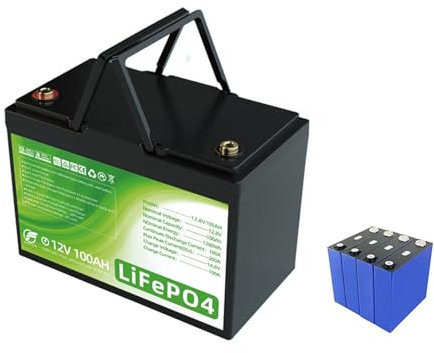 WILLQ Batería LiFePO4 de energía 12,8V Batería de Litio LiFePO4 12V 100Ah 100A BMS 2000+ ciclos máx.1280Wh RV Solar Motor de Pesca por curricán