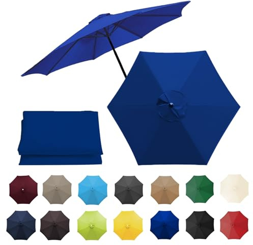 Sonnenschirm Ersatzbezug Für Outdoor Terrassenschirm Strandschirm Sonnenschirm ( 200/270/300cm 8 Streben/6 Streben ) Gartenschirm Stoff Ersetzen, Ersatzdach Für Terrassenschirm(Color:Royal blue,Size:6
