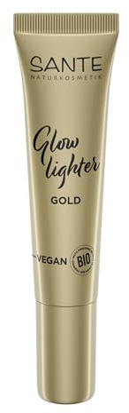 SANTE Naturkosmetik Liquid Highlighter - 01 Gold - 15 ml - flüssiger Glow mit Vitamin E & Bio-Aloe Vera - für strahlende Akzente & natürlichen Shimmer - vegan