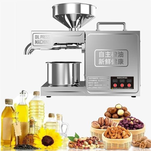 820 W ölpresse,Automatischer Kalt-/Heiß-ölextraktor Aus Edelstahl Mit Smart Panel,Bürstenlosem Motor, Automatischer Temperaturregelung,Innovativem Pressstab,6 Kg/H (Keine Olivenpresse)