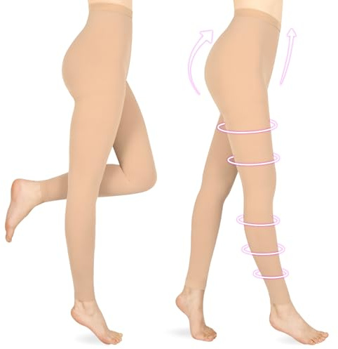 Wegitcs 20-30 mmHg Medizinische Kompressionsstrumpfhose Damen Herren Lang | Zehenfreie Abgestufte Kompressionsstrümpfe, Klasse 2 Stützstrümpfe Kompressions Leggings für Krampfadern Ödeme Lipödem