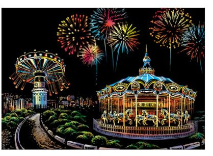 Huamengyuan kratzbilder basteln Kratzbilder für Erwachsene Kratzpapier Set Kratzmalerei-Set diy bastelset Scratch Painting Kunstdruckpapier City Series Night Scene,Scratch Painting Creative Gift