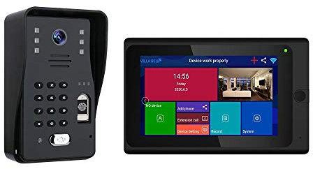 IUBGFTO Visiophone sans Fil WiFi avec 3 moniteurs, Sonnette, système d'interphone IP, caméra AHD 1080P, 500 Empreintes digitales, Reconnaissance faciale 500, déverrouillage