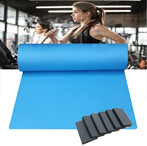 Trainingsmatte, strapazierfähig, 1,5 cm dick, Bodenschutz, große Geräuschreduzierung, Gymnastikmatte, Gummi, Anti-Vibrationspads, schallabsorbierende Matte, blau, 150 x 90 x 1,5 cm