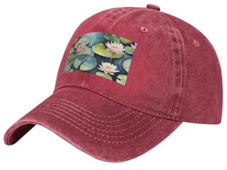 Baseballkappe mit Lilien-Motiv, Vintage, gewaschenes Denim, Unisex, verstellbar, für Sport, Outdoor-Aktivitäten, Rot/Ausflug, einfarbig (Getaway Solids), Einheitsgr��e
