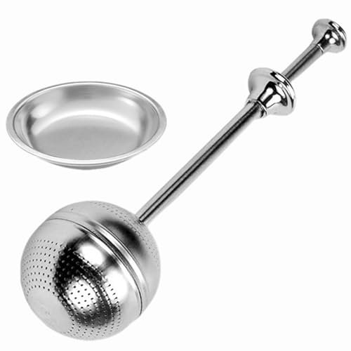 VUIUYOIES Boule à thé en acier inoxydable avec plateau, passoire à thé pour thé en vrac, tasse unique, boule à thé Oxo