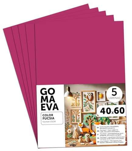 m-office Färgglada Eva Gummiark, Crepla Gummi för Scrapbooking, Skola, Kreativa Kartonger, Hantverk, Scenografi Kakor, Skola eller Konstprojekt 40 x 60 cm (Fuchsia, 5 uds)