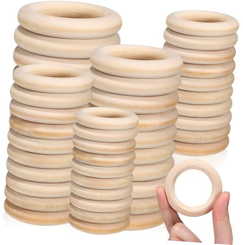 Anneome 80stücke Holzringe Zum Basteln Solide Holz Kreise Für Makramee Decor Diy Handwerk Ringe in Verschiedenen