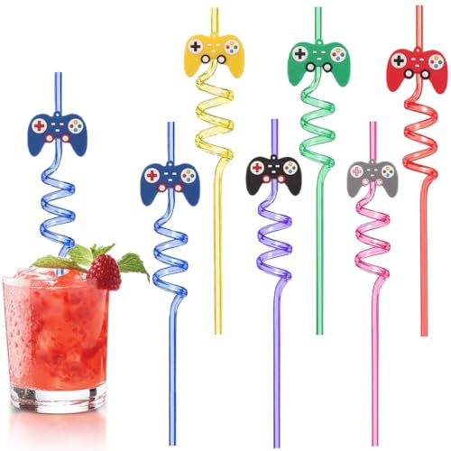 KEWUF Pajitas Rizadas de Plástico, 6 Piezas Pajitas de Dibujos Animados, Pajitas Espiral, para Fiesta de Cumpleaños Decoraciones, Multicolor Pajitas para Niños, Beber Decoraciones