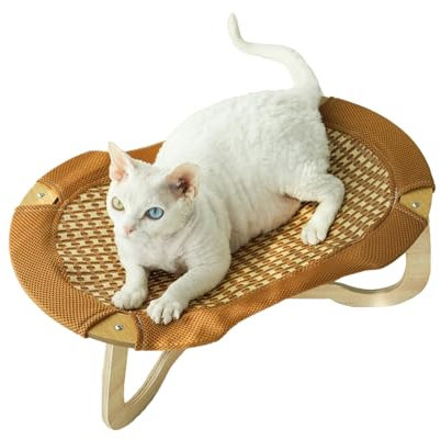 Innenkatzen Rattankorb | Katzen Kühler Bett Rattan Erhöht,Atmungsaktive Hängematte Gewebt Kratzfest Für Kleine Mittel Große Rassen Boden Hof Garten