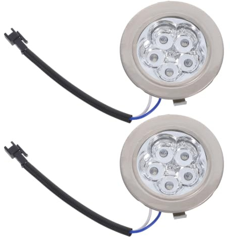 WHAMVOX LED Stove Hood Bulb Dc12v 2pcs Round Replacement Light | Silver Glass Abs, Bright Cold White Output, Easy Install for Kitchen Range Use