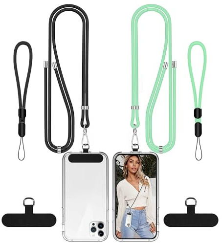 COCASES Phone Lanyard Crossbody with Tabs Adjustable Anti-Theft Wrist Strap | 2 Pack Phone Nylon Strap for Neck Multifunctional Universal Cellphone Chain for Outdoor Travel Compatible with Smartphone