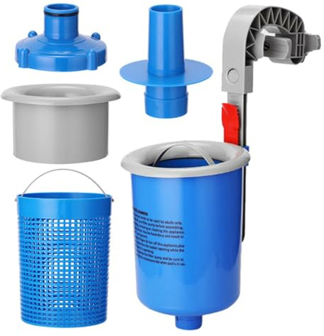 Kit de Skimmer para Piscina - Recoge Hojas Automático Cesto Flotante - Eliminador de Residuos Automático para Piscinas Inflables, de Armazón Metálico y Uso en Exteriores