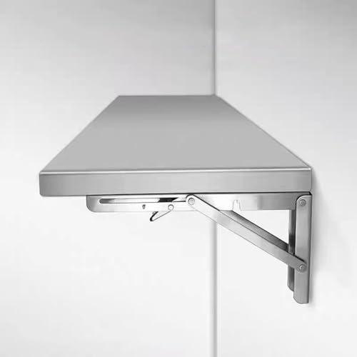 GSKDZG Edelstahl Klapptisch, Wandklapptisch, Schwimmender Schreibtisch Für Kleine Räume Wandtisch, Computertisch Mit Halterungen, Küchentisch Esstisch(60x20cm)