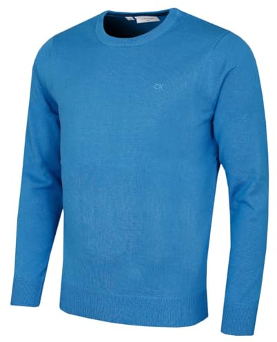 Calvin Klein Mens Crew Neck Cotton Sweater - Summer Blue - L