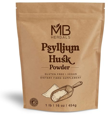 MB Herbals Psyllium Husk Powder 1 lb (16 oz) | Gluten Free, Vegan, Non-GMO | Keto Diet Friendly Fine Powder for Baking, Smoothies & Fiber Support