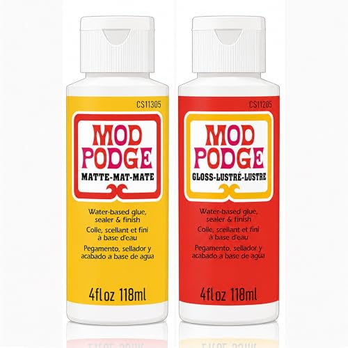 Mod Podge Water-based Glue, Sealer & Finish - Matte & Gloss 4 fl oz 118ml Twin Pack - Quick-Drying, Non-Toxic, Craft Adhesive for Decoupage & DIY Projects
