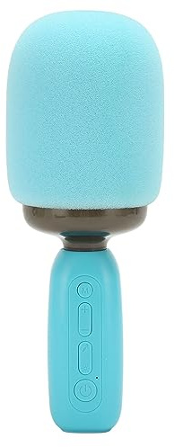 Ausla Micro karaoké Portable avec Lumière RVB, Microphone Chantant pour Enfants et Adultes, Micro karaoké Portable sans Fil avec Batterie 1200 MAh et Double Effets Vocaux (Blue)