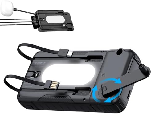 Bvizyelck Power Bank Solare | Power Bank Impermeabile 20000mAh - Solare Con Manovella Per Telefono - Per Smartphone, Fotocamera, Tablet, Campeggio, Escursionismo E Zaino In Spalla