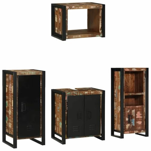 KTHLBRH Set di mobili da bagno industriali con mobile lavabo e armadio indipendente, design urbano minimalista per spazi compatti, finitura strutturata e struttura in ferro