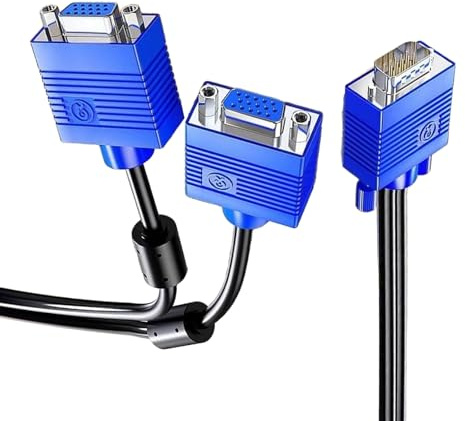 KieTeiiK Adattatore Splitter VGA da 1 A 2 Display Veloce Connettori Splitter VGA Senza Interruzioni da 20 Cm/180 Cm