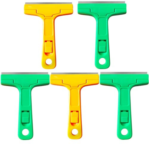 LIFKOME 5 Piezas de Espátulas Plásticas Multiusos para Limpieza de Vidrio y Lechada Raspador Antideslizante Resistente Mango Ergonómico Herramienta para Eliminar Manchas Color Aleatorio