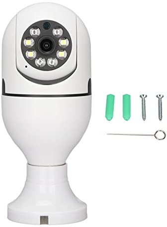 POENVFPO Cámara de Enchufe de Luz Inteligente WiFi con Bombilla E27 1080P con Intercomunicador Bidireccional, Cámara de Seguridad con Rotación de 355° para Tuya (Doble luz)