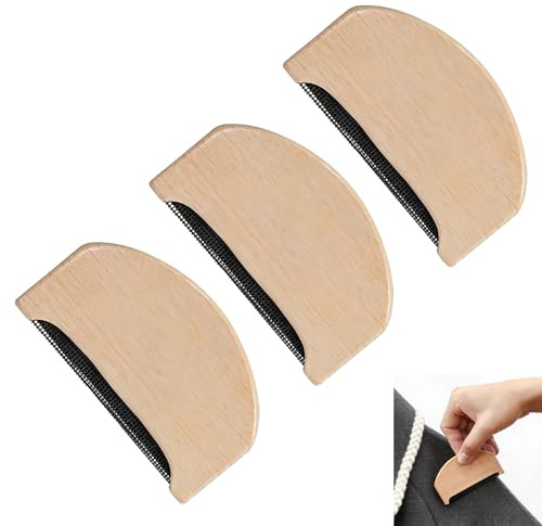 3 Pcs Cashmere Comb, Sweater Shaver Pilling Comb, Wooden Lint Remover Fabric Fuzz Remover Manual Wool De Pilling Brush for Clothes Garments Coats Knits Scarves Trousers Blanket Clothing Care Tool