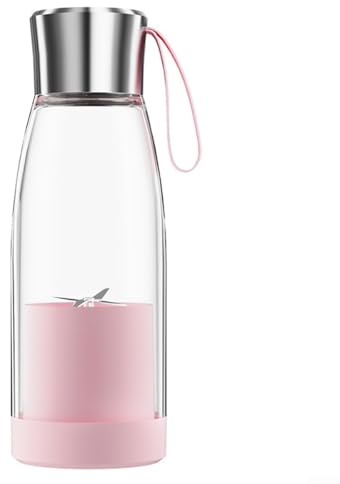 Yuanpgky Exprimidor portátil recargable – Extractor de jugo cargado por USB de 450 ml con batería de 1500 mAh, PCTG y construcción de silicona, para batidos y compacto (rosa)