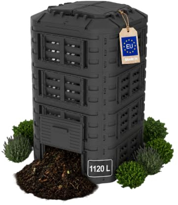 FIXKRAFT Thermokomposter 1120L Komposter Garten Schnellkomposter | Für schnelles Kompostieren von Rasenschnitt, Laub, Küchenabfällen – natürlicher Kompost als Dünger im eigenen Garten
