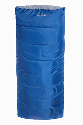 Mountain Warehouse Basecamp 200 Schlafsack - Pflegeleichter Allwetter-Schlafsack, Warmer Kinderschlafsack, Extremtemperatur von 5 °C - Für Erwachsene und Kinder Blau Einheitsgröße