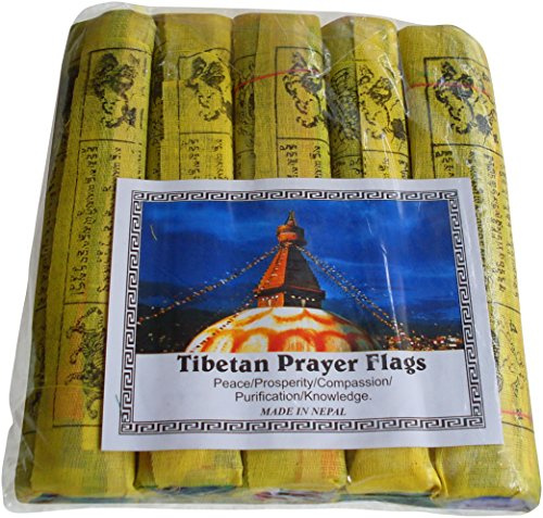 Nepalesische, tibetische Buddhisten-Wimpelgirlande, aus Baumwolle, Fair Trade, 5 Girlanden mit je 25 Gebetsfähnchen pro Kette, 22 x 16 cm