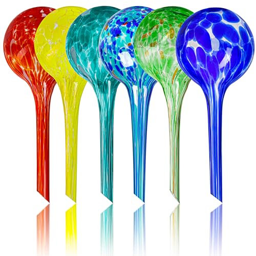 Miles Kimball Set of 6 Small Multicolored Glass Plant Watering Globes-Each Measures 6 L x 2.5 D