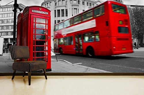 Oedim Fotomural Vinilo Pared Cabina Teléfonos y Autobús Londres | Fotomurales Pared | Fotomural Decorativo | Vinilo Decorativo | Varias Medidas 350 x 250 cm | Decoración comedores Salones |