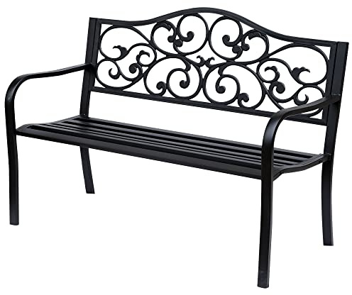 Outsunny Banc de Jardin 3 Places Terrasse 127L x 60l x 85H cm Noir