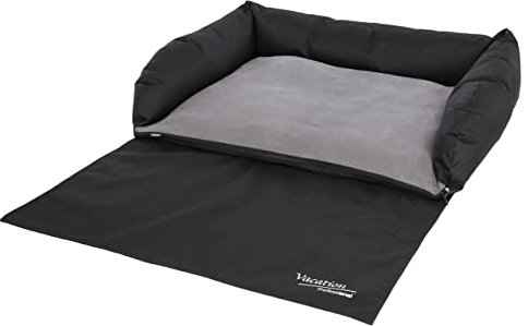 Kerbl Pet Hundebett / Hundekissen für Kofferraum, Gepolsterte Liegefläche waschbar, Schutz vor Schmutz & Kratzern, Mit Stoßstangenschutz Schwarz/Grau, 80L x 60B x 15D cm