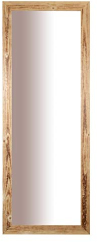 MO.WA Wandspiegel mit Holzrahmen, Rustikal cm. 57x147, Landhaus Spiegel Rechteckig für Schlafzimmer, Flurspiegel, Garderobespiegel Naturfarbe