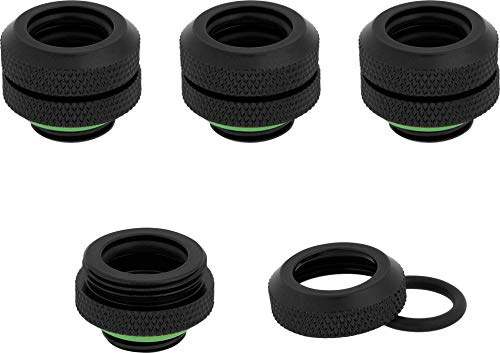 Corsair Hydro X Serie, Xf Hardline, Raccordi De 12 Mm, Confezione da Quattro (Bspp G1/4 Filettaturam, Ottone Massiccio Durata, Doppia Guarnizione O-Ring, Compatibilità con di Adattatori Hydro X) Nero