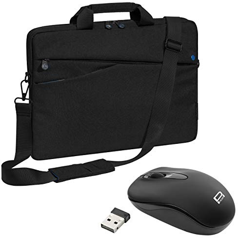 PEDEA Fashion Laptop Bag up to 13.3 Inches (33.8 cm) Shoulder Bag with Shoulder Strap and Wireless Mouse Black/Blue