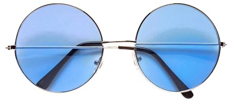 W WIDMANN MILANO Party Fashion - Hippiebrille 70er Jahre | Mit farbigen runden Gläsern Ø 6 cm, Partybrille für Karneval, Schlagerpartys und Retro-Looks