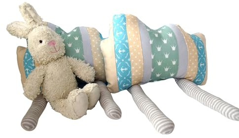 bab-Berlin Wolkenkissen in Mint Blau Beige, Deko Kissen, Kinderkissen, Patchwork Handmade
