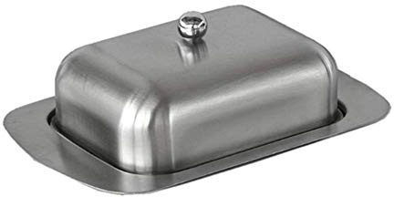 Molinter - Mantequera de acero inoxidable con tapa y mango (plateado)