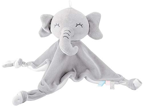 Lekebaby Schmusetuch Elefant,Schnuffeltuch 0+ Monaten Kuscheltuch für Babys & Kleinkinder-Baby Kuscheltier(grau)
