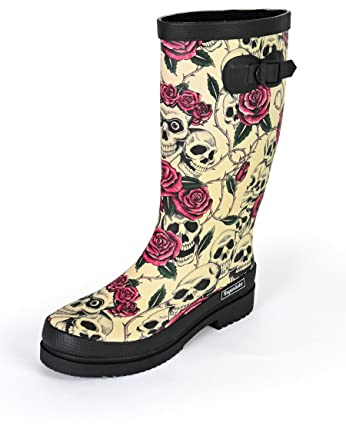Regenliebe Bottes en caoutchouc pour femme Ghost High, Beige à motifs, 38 EU