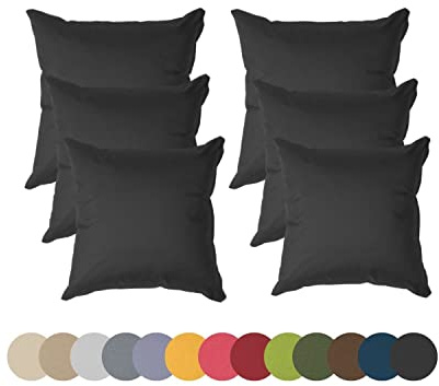 chilly pilley Coussin De Chaise Jardin Imperméable Coussin Décoratif Coussin De Siège Extérieur Intérieur Coussin De Dossier De Nombreuses Couleurs (Noir 6er Set 40x40)