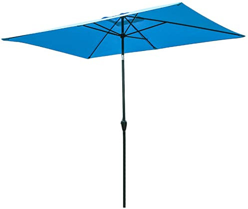 Ombrellone da Giardino Rettangolare 3x2 Ombrelloni da Esterno con Manovella Protezione UV con Telo di Poliestere e Palo Ferro Centrale Inclinabile (4 Colori) (Color : Sky Blue)
