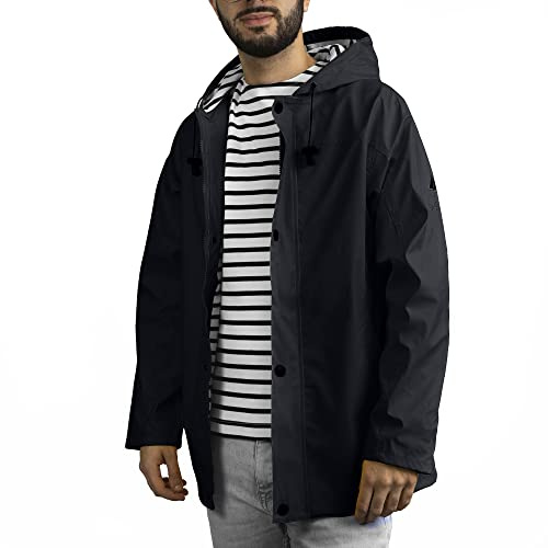Breizh Ocean - Impermeabile Uomo o Donna, dalla XS alla 4XL, Marchio Francese ARMOR, Giacca Antipioggia Uomo Impermeabile, Kway Donna con Interni a Righe - Disponibili Taglie Grandi