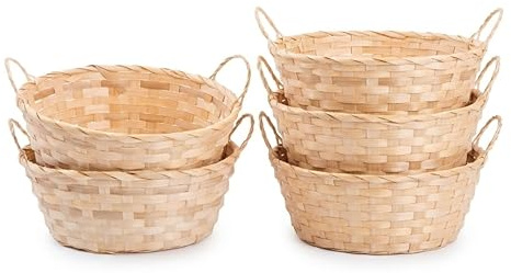 Wickerfield Bamboo Wicker Hampers With Handles Gift Hampers Retail Display Tray Bread Basket (5, Natural)