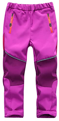 Machbaby Kinder Softshellhose Gefüttert Thermohose mit Reflektor Wasserabweisend Winddicht Atmungsaktiv Herbst Winter Jungen Mädchen Wandern Trekkinghose Funktionshose